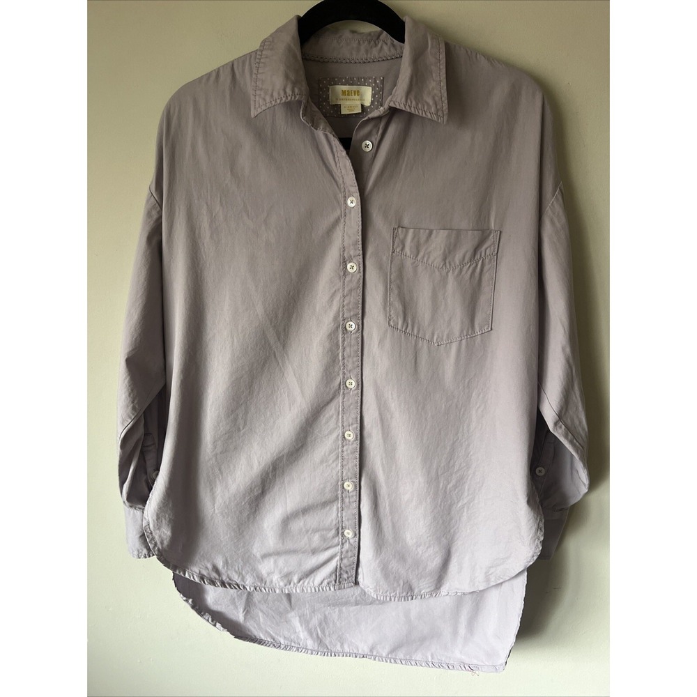 ANTHROPOLOGIE MAEVE The Bennet Buttondown Oversized Shirt Lavender Size XS